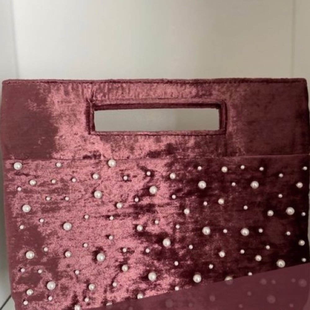 Anthropologie | velvet w/pearls crossbody bag